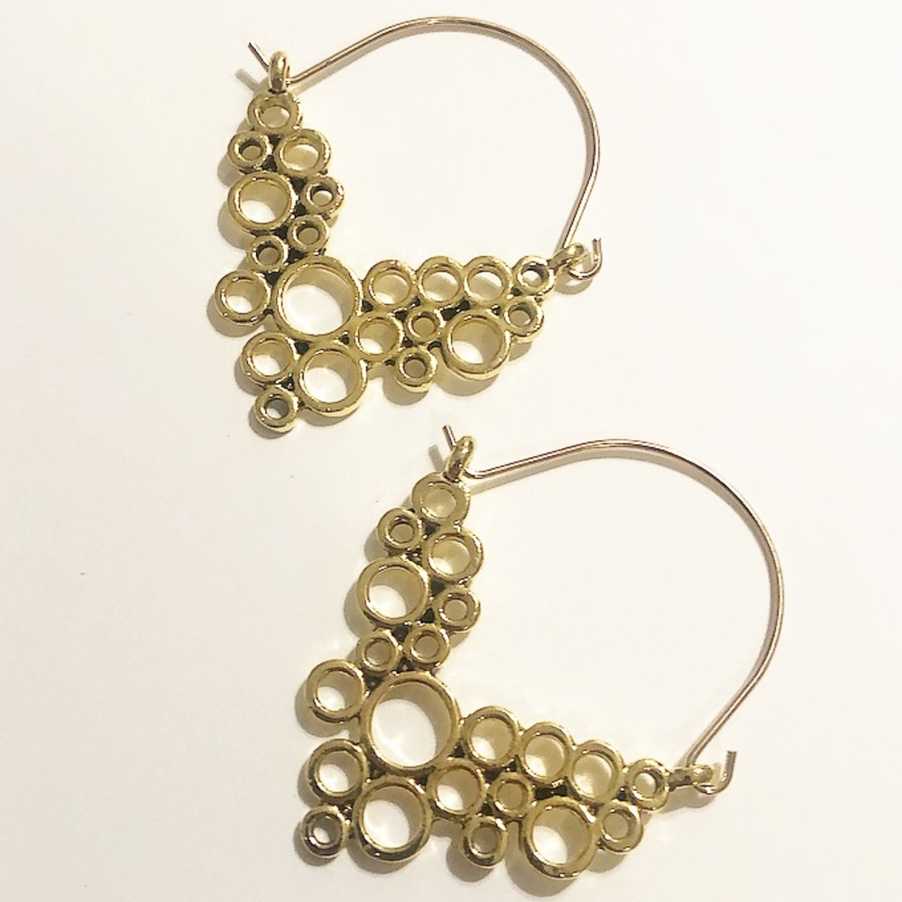 Geo Round Hollow bubble Silver Drop earrings chic